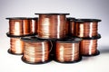 Copper alloy welding wire on spools. Generative AI