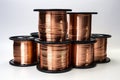 Copper alloy welding wire on spools. Generative AI