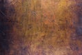 Copper background brushed, texture of old metal close-up Royalty Free Stock Photo