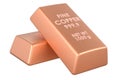 Copper Bars, 3D rendering Royalty Free Stock Photo