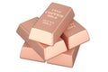Copper Bars, copper ingots. 3D rendering Royalty Free Stock Photo