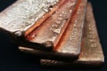 Copper bars invest money scrap copper precious metal gold silver scrap yard casting metal Royalty Free Stock Photo