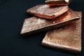 Copper bars invest money scrap copper precious metal gold silver scrap yard casting metal Royalty Free Stock Photo