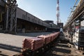 Copper bars in the smelter