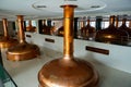 Copper beer tanks in brewhouse Royalty Free Stock Photo