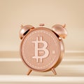 Copper Bitcoin Alarm Clock Concept Royalty Free Stock Photo