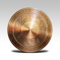 Copper byteball coin isolated on white background 3d rendering Royalty Free Stock Photo