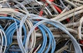 Copper cables with plastic insulation in the dump of polluting a Royalty Free Stock Photo