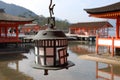 Copper candle lantern at Itsukushima Shrine