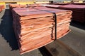 Copper Cathodes ready for delivery Royalty Free Stock Photo