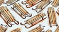 Copper Clips and Clamps on White Background Royalty Free Stock Photo