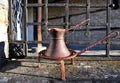 Copper coffee pot, cup