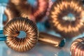 Copper coil and parts of electrical installation Royalty Free Stock Photo
