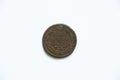Copper coin of the Russian Empire 2 kopecks 1812 on a white background, coin Royalty Free Stock Photo