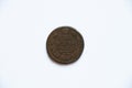 Copper coin of the Russian Empire 2 kopecks 1812 on a white background, coin Royalty Free Stock Photo