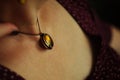 Amber woman`s jewelry. Vintage style