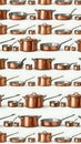 Copper Cookware Pattern on White Background Royalty Free Stock Photo
