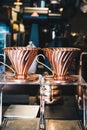 Copper diff coffee tool Royalty Free Stock Photo