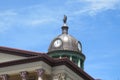 Copper dome, clocks and statue atop Lancaster County, PA courthouse.