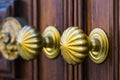 Copper door handles shot close-up Royalty Free Stock Photo