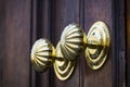 Copper door handles shot close-up Royalty Free Stock Photo