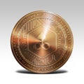 Copper edgeless coin isolated on white background 3d rendering Royalty Free Stock Photo