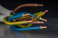Copper electric power cables wire used in electrical installation Royalty Free Stock Photo