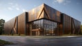 Copper Elegance: The Modern Architecture of Corporate Office and Warehouse Building, Generative AI Royalty Free Stock Photo