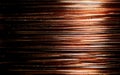 Copper coil with contactor in macro, copper background