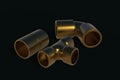 Copper fittings 3D illustration Royalty Free Stock Photo