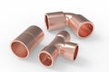 Copper fittings 3D illustration Royalty Free Stock Photo