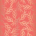 Copper foil floral seamless vector pattern coral