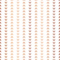 Copper foil half moon shapes seamless vector pattern. Rose Golden crescents in vertical lines on white background. Elegant design