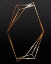 Copper frames. Copper geometrical polyhedron, art deco style for wedding invitation, luxury templates.