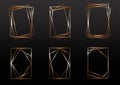 Copper frames. Copper geometrical polyhedron, art deco style for wedding invitation, luxury templates