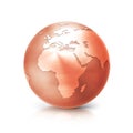 Copper globe 3D illustration europe and africa map