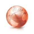 Copper globe 3D illustration north and south america map Royalty Free Stock Photo