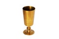 Copper goblet for wine on a white background. Vintage Cup