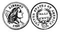 Copper Half Cent Coin, 1794 vintage illustration