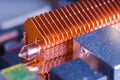 Copper heat pipe with cooling fins Royalty Free Stock Photo