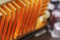 Copper heat sink on computer motherboard Royalty Free Stock Photo