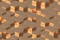Copper Hexagon Background Texture. 3d render Royalty Free Stock Photo