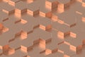 Copper Hexagon Background Texture. 3d render Royalty Free Stock Photo