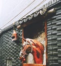 Copper horse head statue