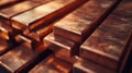Copper ingots background Royalty Free Stock Photo