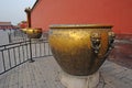 Copper and iron vats in the forbidden city Royalty Free Stock Photo