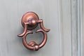 Copper knob on a white door on the island of Malta. Royalty Free Stock Photo
