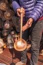 Copper ladle at a market in Srinagar