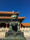 A copper lion in the Forbidden City, Beijing, China