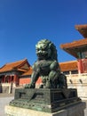 A copper lion in the Forbidden City, Beijing, China